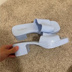 blue jelly heeled sandal